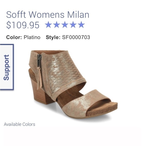 Sofft women’s size 8 sandal heels shoe metalic gold tan block heel Milan - Picture 10 of 10